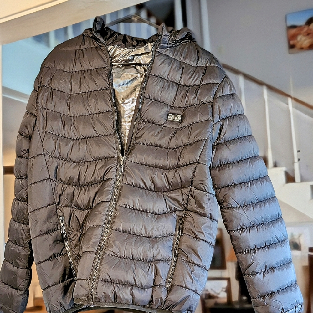 Heated Black Puffer Jacket with Hood